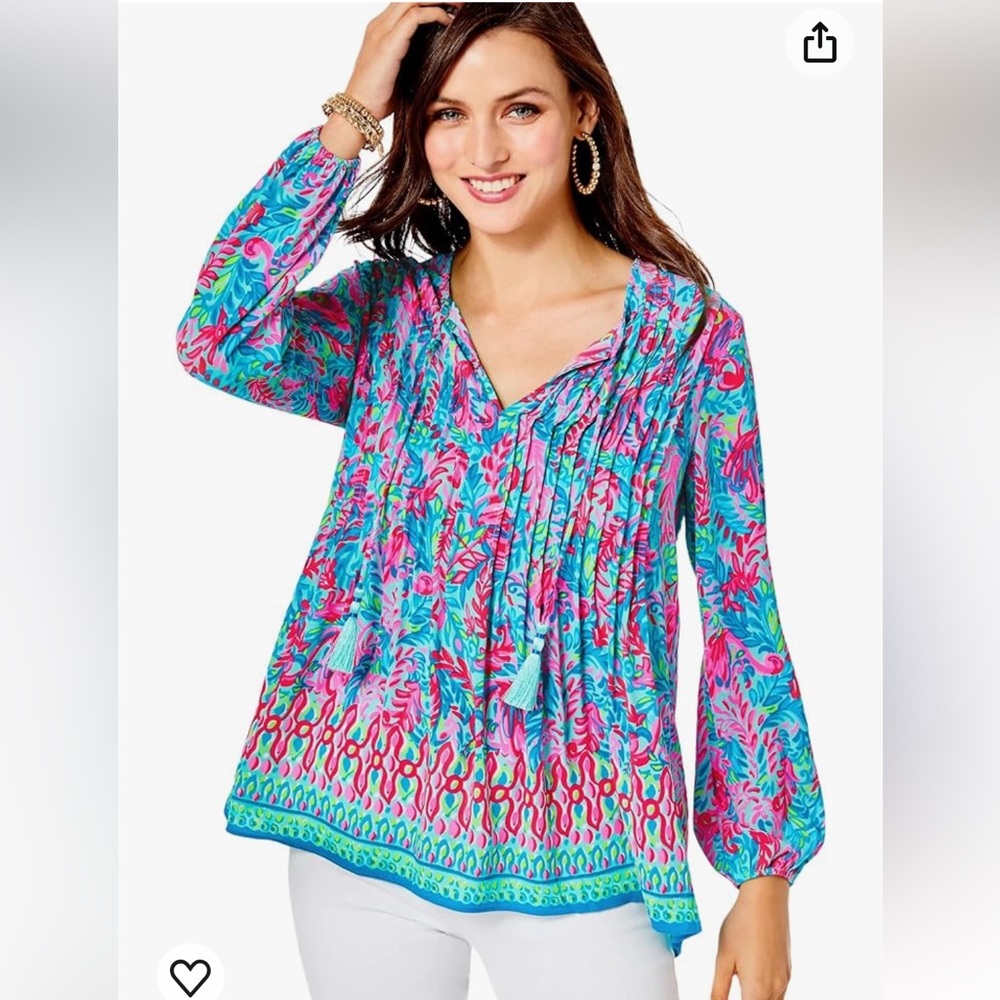 NWT! Lilly Pulitzer Marilina Perfect Tunic in Surf Blue Flim Flam - Size XS